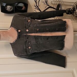 Sanctuary Faded Black Denim Jacket Size M. EUC!